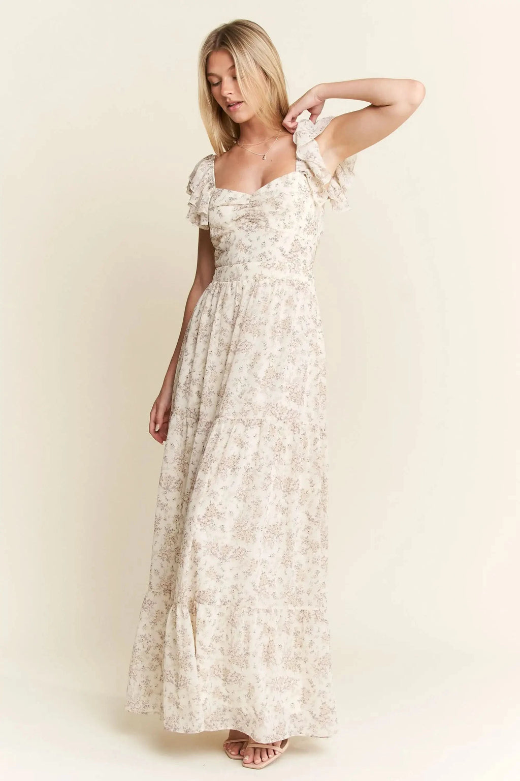 Jade By Jane Full Size Ruffle Sleeve Tiered Maxi Dress Plus Size in - photo