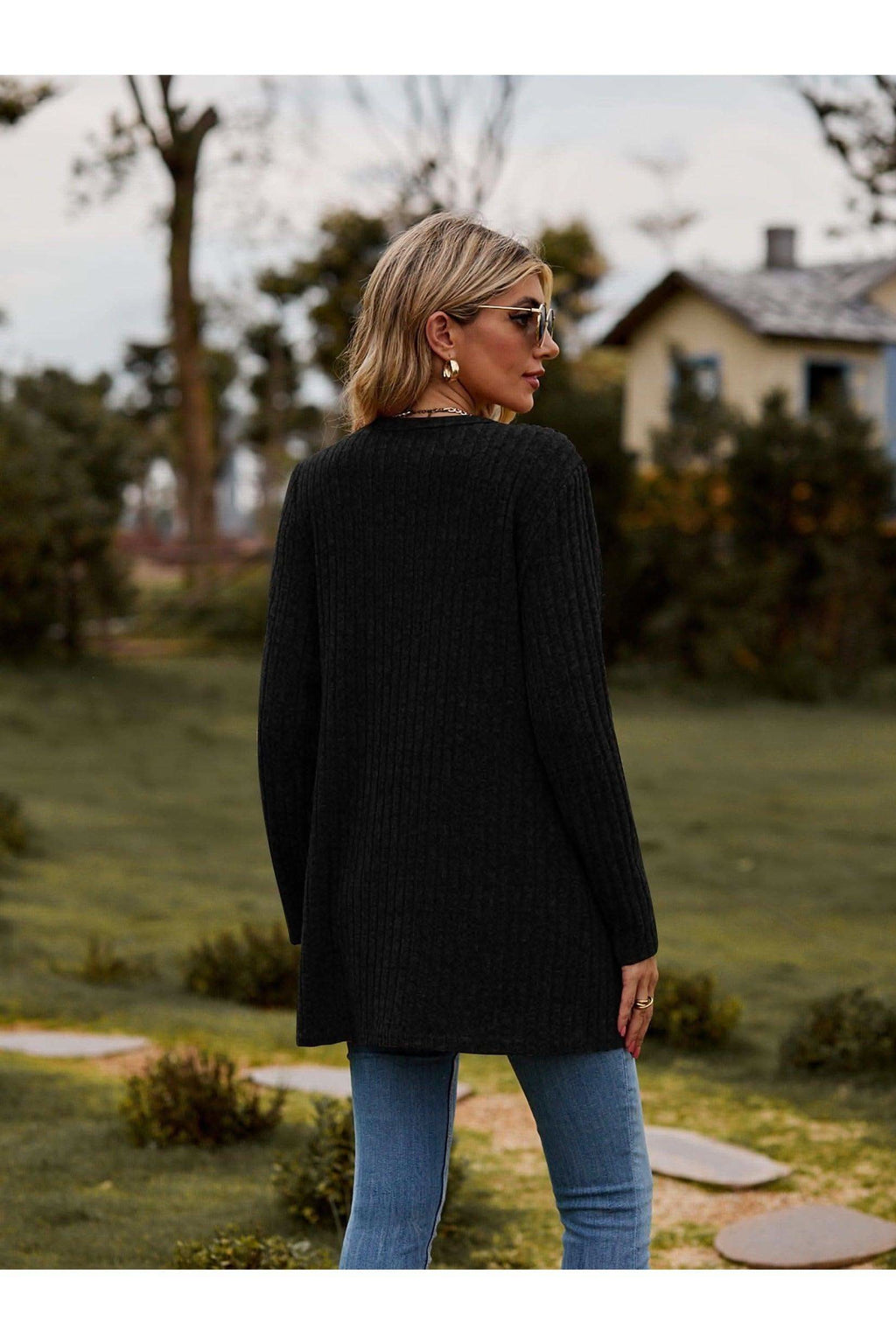 Dana Ribbed Button-UP Cardigan with Pockets - SwagglyLife Home & Fashion