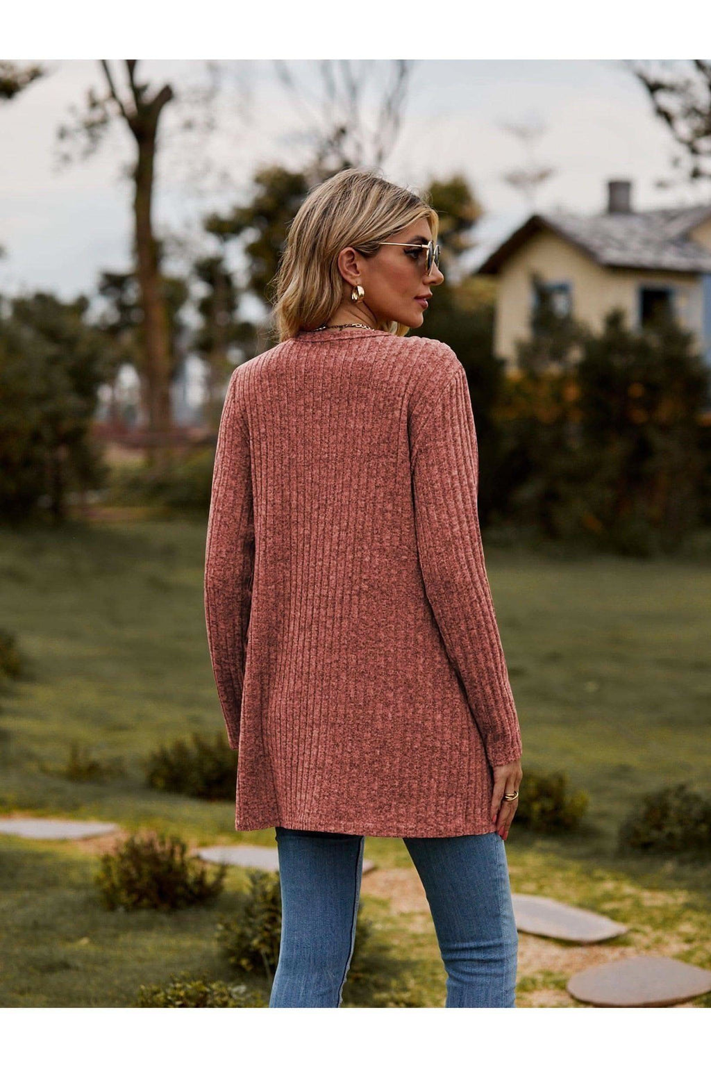 Dana Ribbed Button-UP Cardigan with Pockets - SwagglyLife Home & Fashion