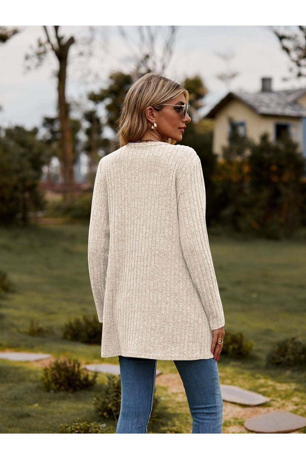 Dana Ribbed Button-UP Cardigan with Pockets - SwagglyLife Home & Fashion