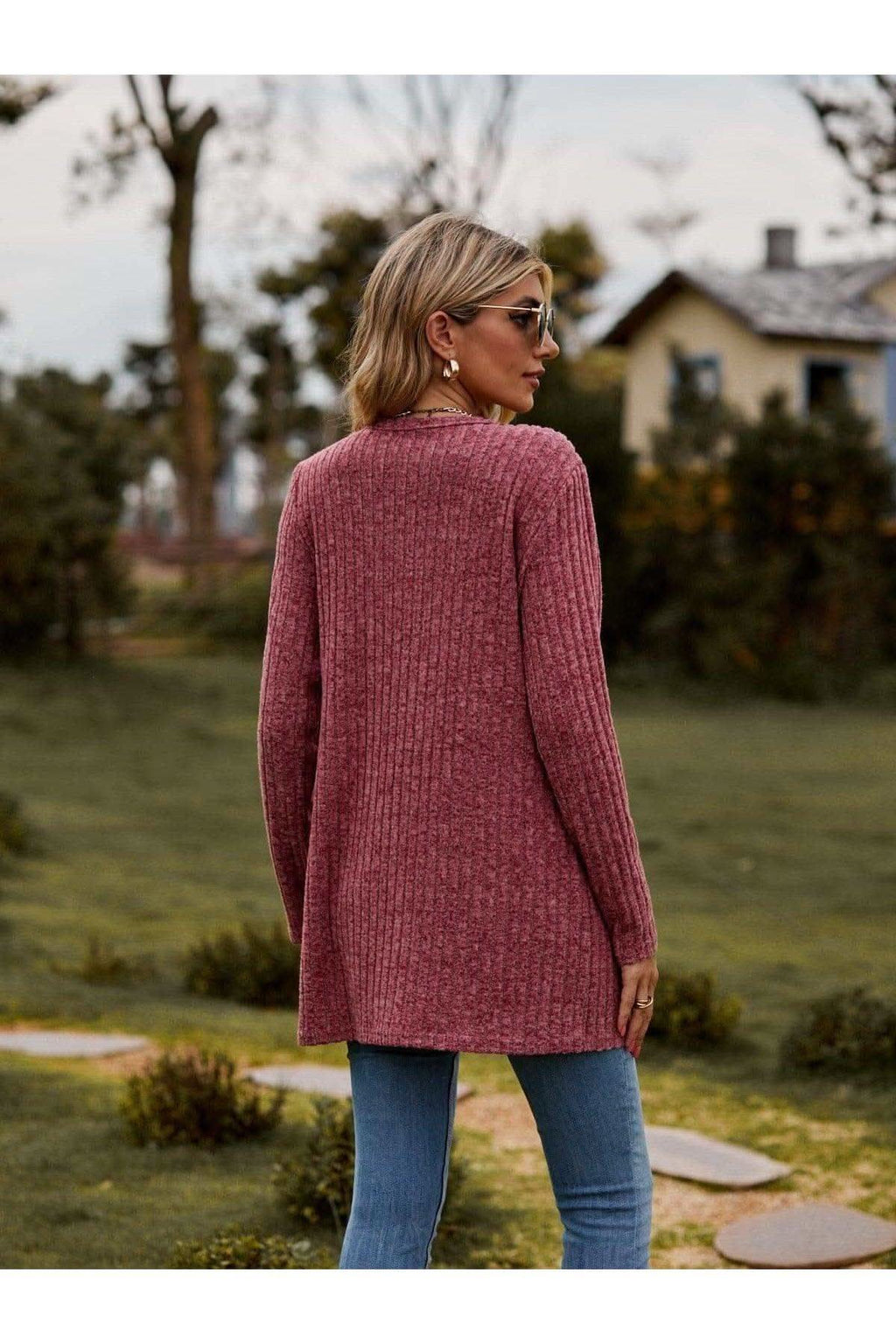 Dana Ribbed Button-UP Cardigan with Pockets - SwagglyLife Home & Fashion