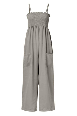 Dana Smocked Spaghetti Strap Wide Leg Jumpsuit - SwagglyLife Home & Fashion Dana Smocked Spaghetti Strap Wide Leg Jumpsuit - SwagglyLife Home & Fashion