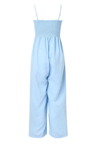Dana Smocked Spaghetti Strap Wide Leg Jumpsuit - SwagglyLife Home & Fashion Dana Smocked Spaghetti Strap Wide Leg Jumpsuit - SwagglyLife Home & Fashion