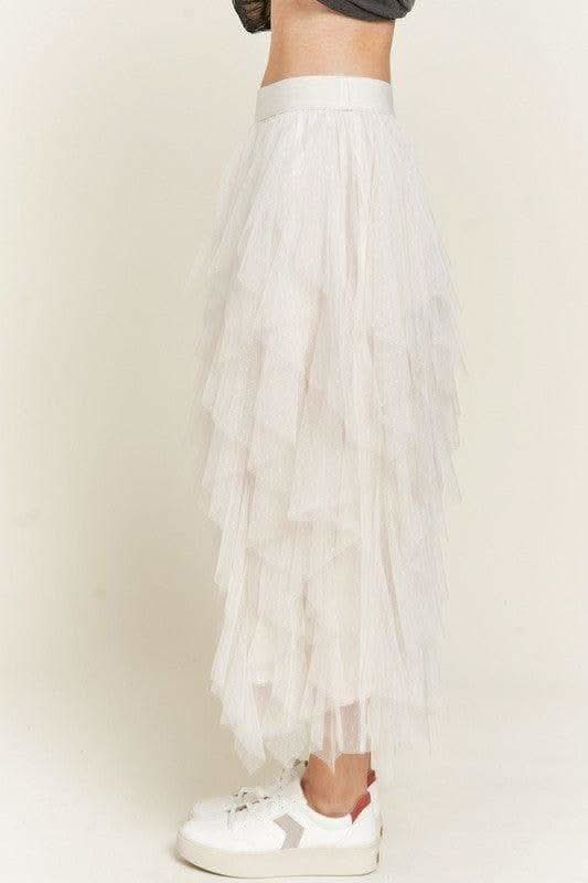 Dance with Me Layered Polka Dot Mesh Lined A-Line Midi Skirt - SwagglyLife Home & Fashion