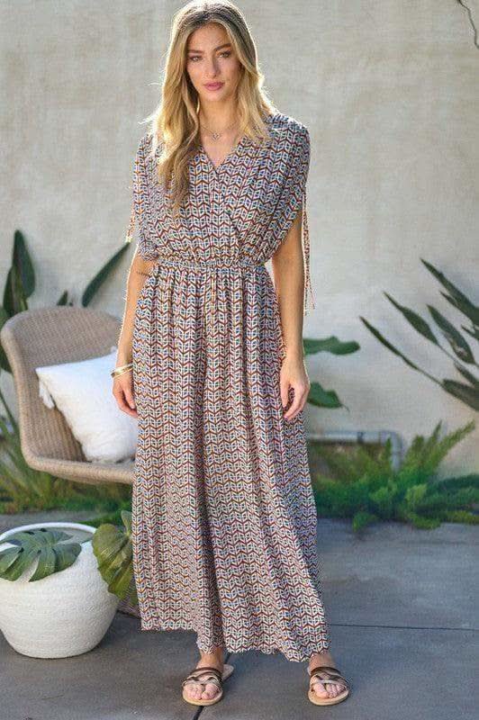 DAVI & DANI Printed V Neck Sleeveless Jumpsuit - SwagglyLife Home & Fashion DAVI & DANI Printed V Neck Sleeveless Jumpsuit - SwagglyLife Home & Fashion