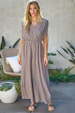 DAVI & DANI Printed V Neck Sleeveless Jumpsuit - SwagglyLife Home & Fashion DAVI & DANI Printed V Neck Sleeveless Jumpsuit - SwagglyLife Home & Fashion