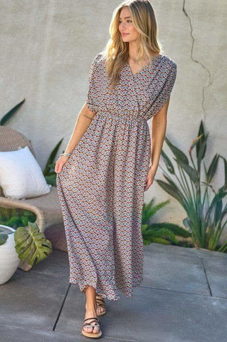 DAVI & DANI Printed V Neck Sleeveless Jumpsuit - SwagglyLife Home & Fashion DAVI & DANI Printed V Neck Sleeveless Jumpsuit - SwagglyLife Home & Fashion