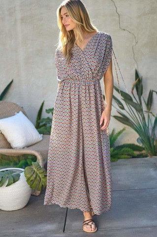 DAVI & DANI Printed V Neck Sleeveless Jumpsuit - SwagglyLife Home & Fashion DAVI & DANI Printed V Neck Sleeveless Jumpsuit - SwagglyLife Home & Fashion