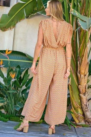DAVI & DANI Printed V Neck Sleeveless Jumpsuit - SwagglyLife Home & Fashion DAVI & DANI Printed V Neck Sleeveless Jumpsuit - SwagglyLife Home & Fashion