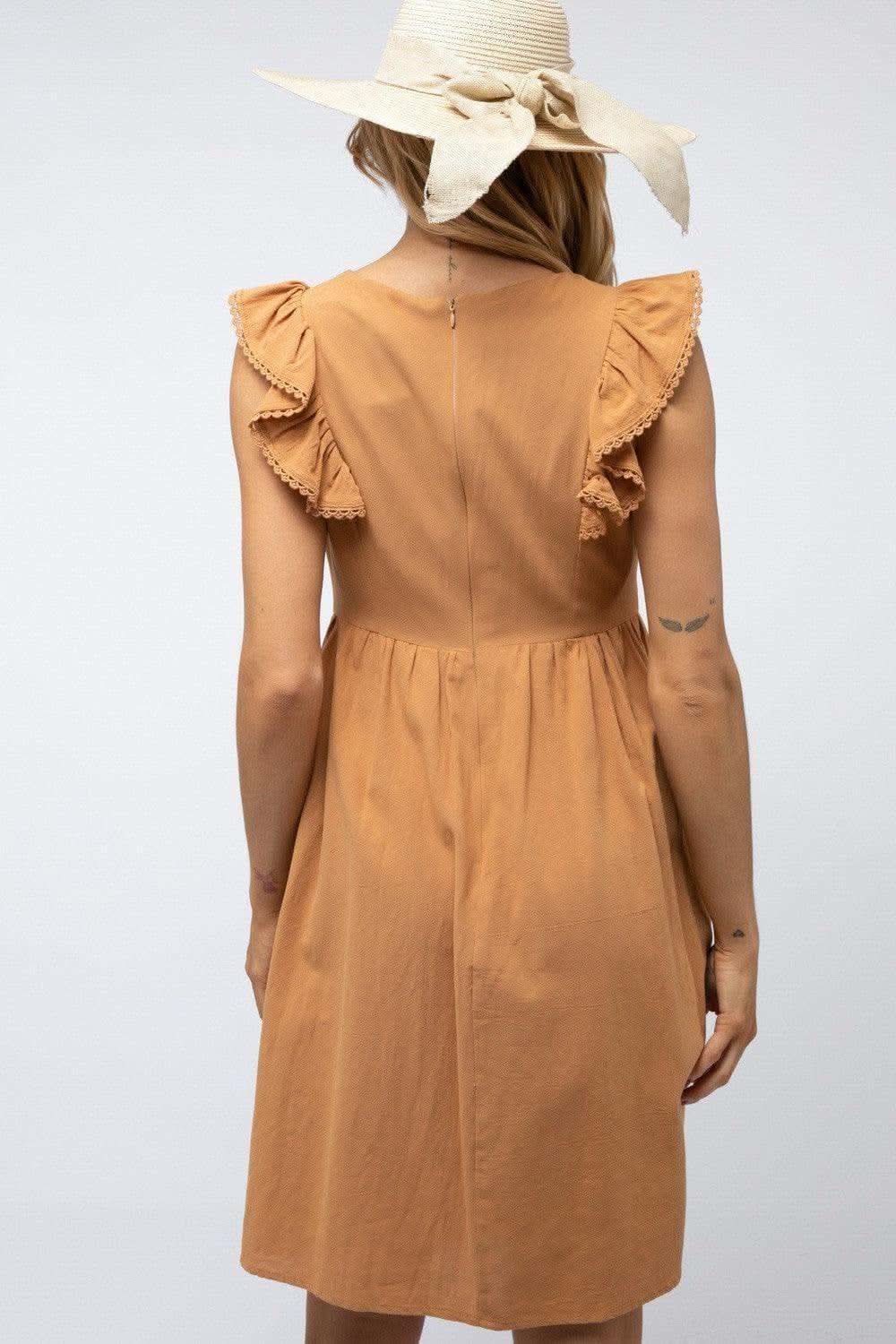 DAVI & DANI Solid Round Neck Embroidered Mini Dress - SwagglyLife Home & Fashion