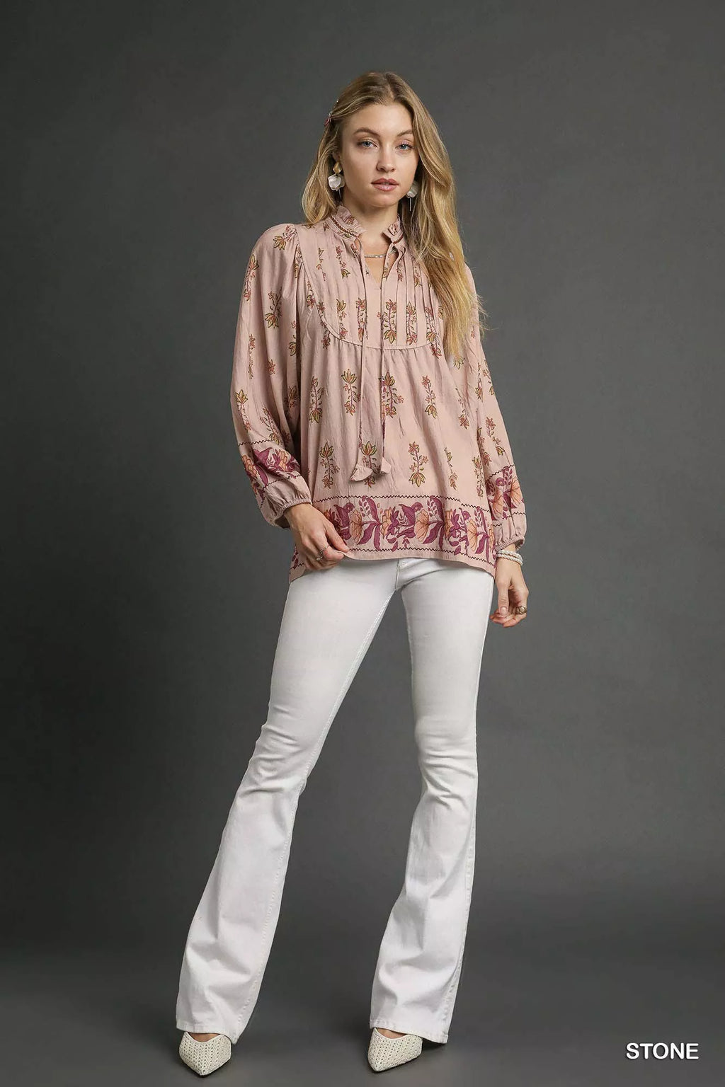 Umgee Floral Boho Peasant Blouse in - photo
