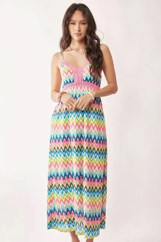 Davi & Dani Multi Color Crochet Lace Midi Dress in - photo