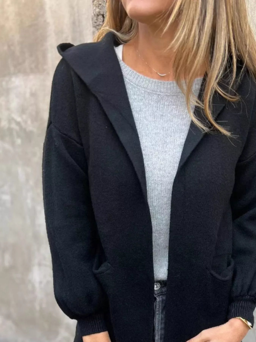 Full Size Open Front Drop Shoulder Hooded Cardigan Plus Size - SwagglyLife Home & Fashion