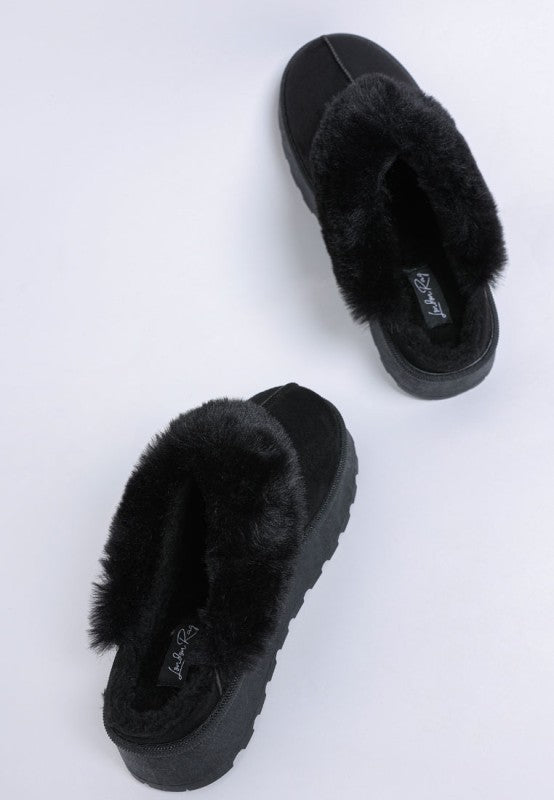 Portho Faux Fur Slip Ons in - photo