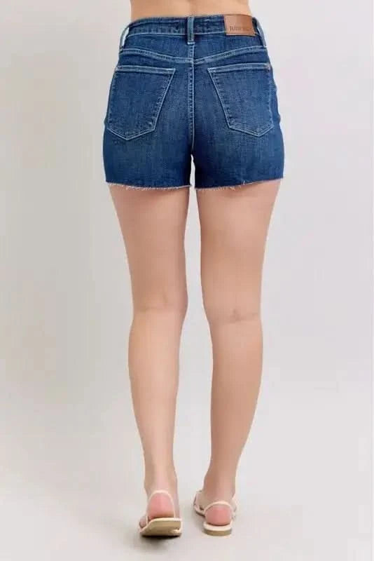 Judy Blue Full Size High Waist Criss-Cross Waistband Denim Shorts Plus Size in - photo
