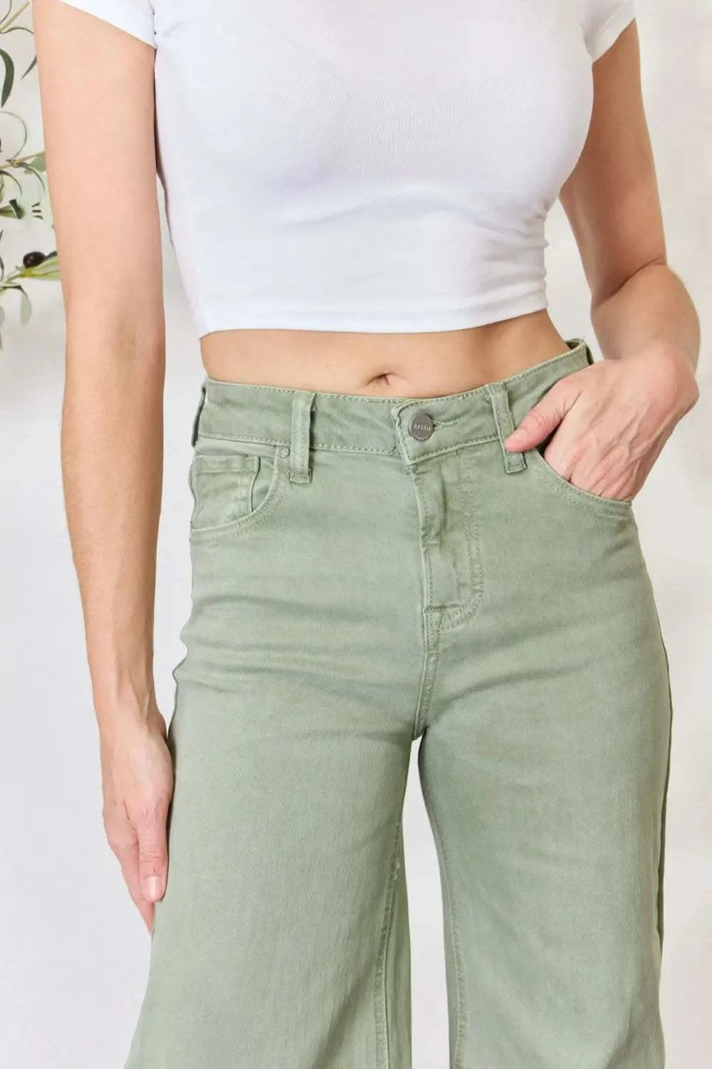 RISEN Full Size Raw Hem Wide-Leg Jeans in - photo