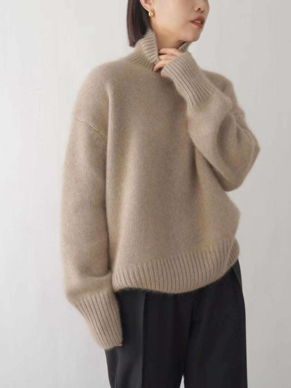 Turtleneck Dropped Shoulder Long Sleeve Sweater in - Sweaters photo