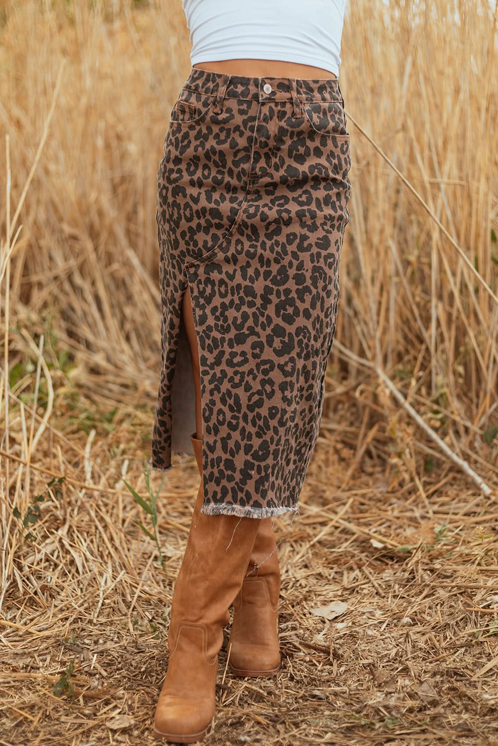 Jadecara Frayed Midi Skirt in - Skirts & Petticoat photo