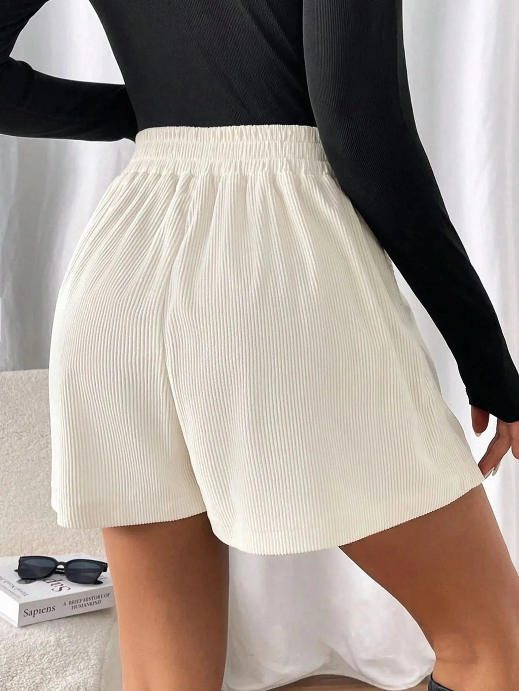 High Waisted Corduroy Shorts in - photo