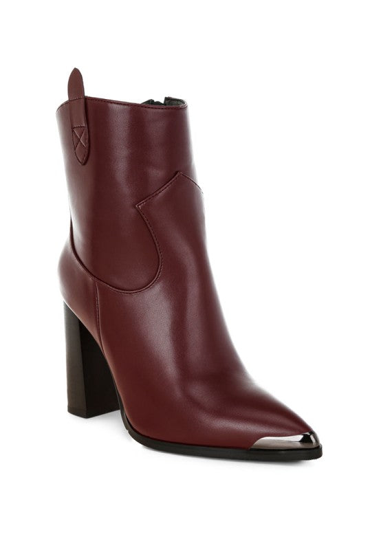 Hatter Pointed Toe Faux Leather Boots in - photo