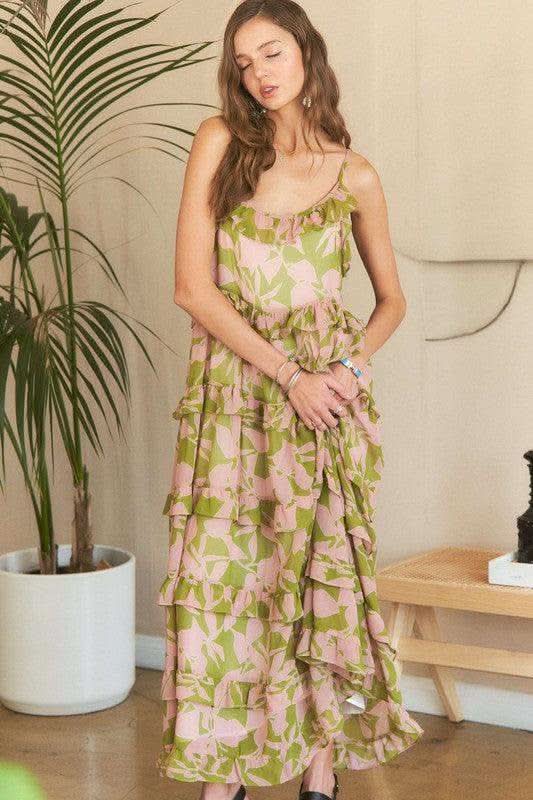 ADORA Ruffled Tiered Scoop Neck Cami Dress - SwagglyLife Home & Fashion