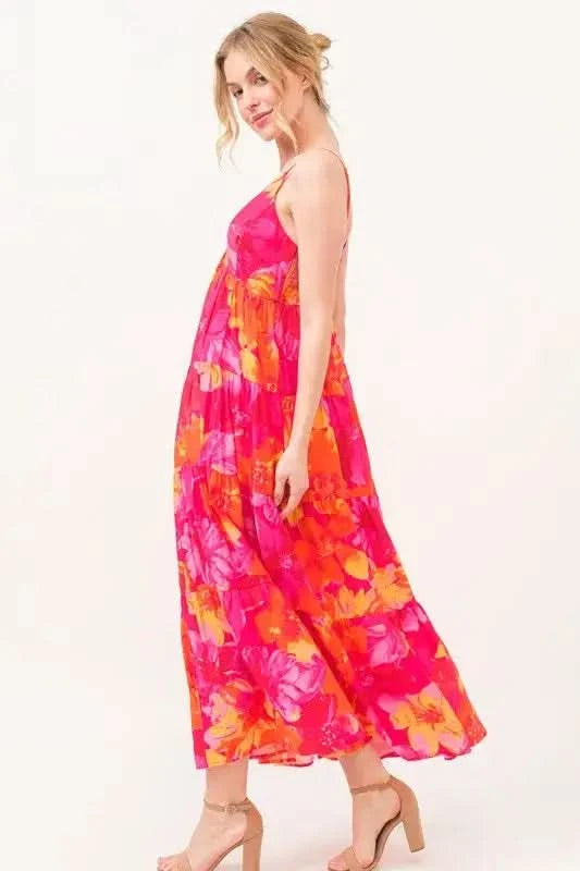 And The Why Floral Tiered Maxi Cami Dress with Pockets in - photo