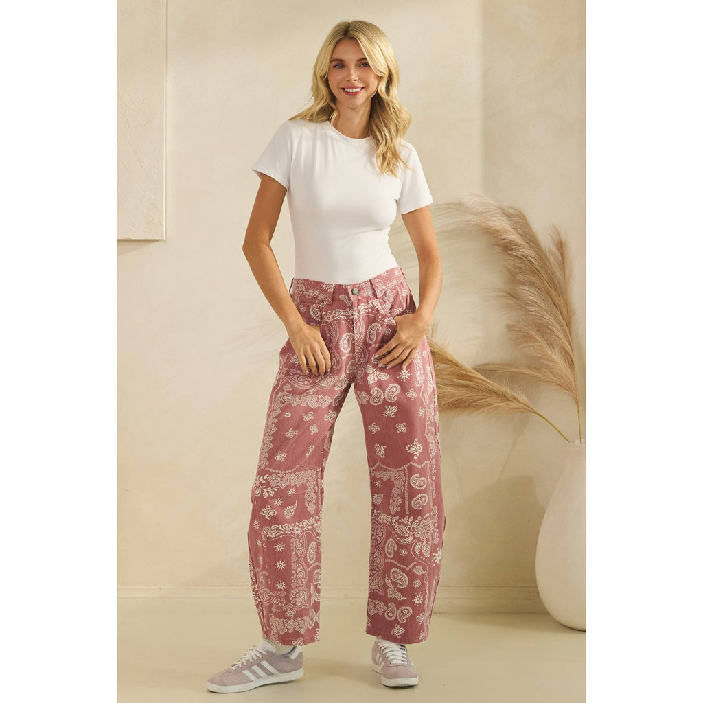 Vintage Pink Paisley Denim in - photo