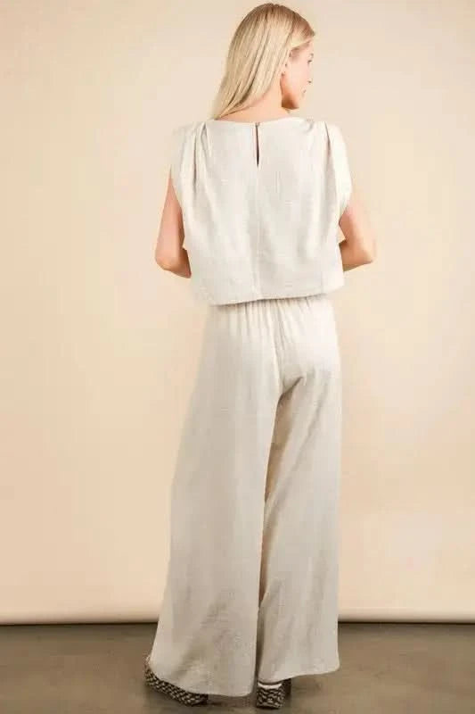 VERY J Solid Woven Top & Pants Set in - photo