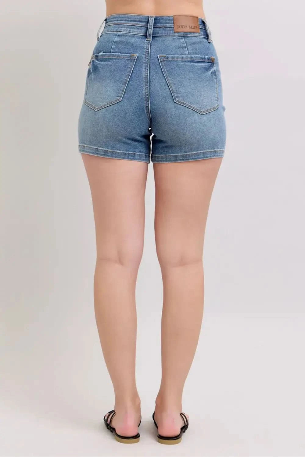 Judy Blue Full Size High Rise Tummy Control Denim Shorts Plus Size in - photo