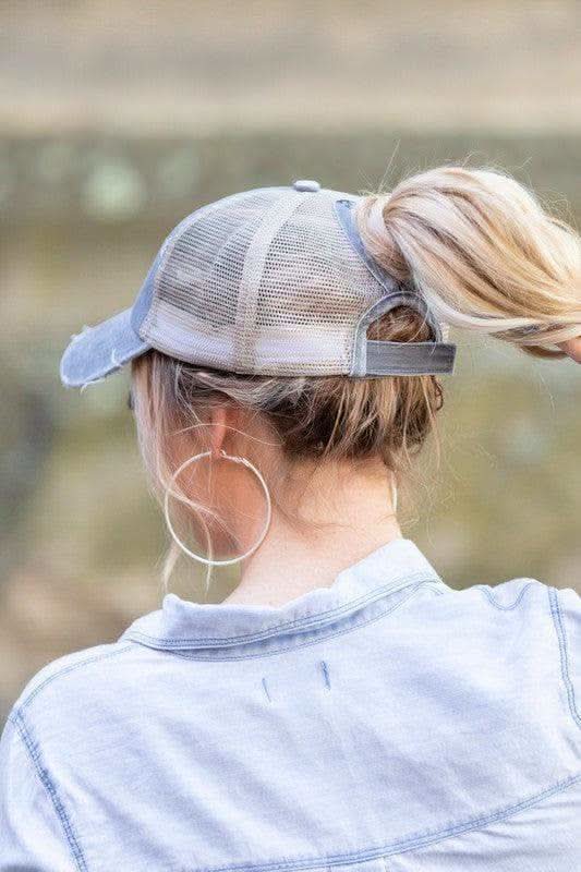 Distressed Messy Bun Hat Cap in - Hats photo