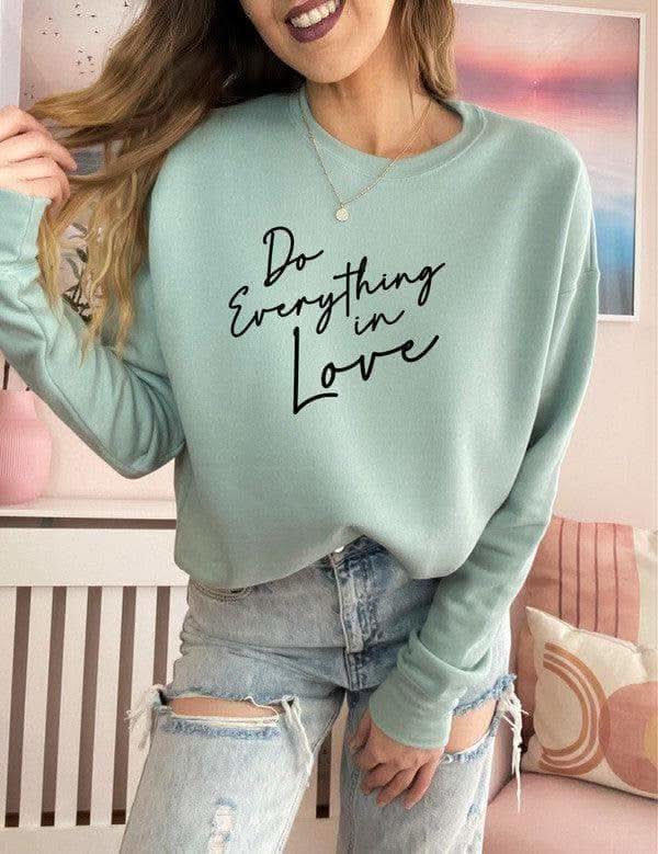 Do Everything In Love Premium Graphic Sweatshirt in Dusty Blue - Shirts & Tops photo