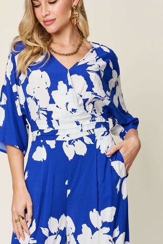 Double Take Full Size Printed Tie Back Wide Leg Jumpsuit - SwagglyLife Home & Fashion Double Take Full Size Printed Tie Back Wide Leg Jumpsuit - SwagglyLife Home & Fashion