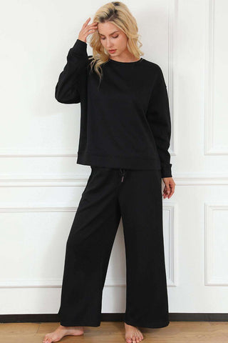 Double Take Full Size Textured Long Sleeve Top and Drawstring Pants Set - SwagglyLife Home & Fashion Double Take Full Size Textured Long Sleeve Top and Drawstring Pants Set - SwagglyLife Home & Fashion