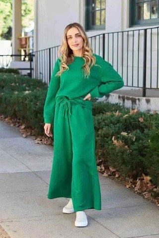 Double Take Full Size Textured Long Sleeve Top and Drawstring Pants Set - SwagglyLife Home & Fashion Double Take Full Size Textured Long Sleeve Top and Drawstring Pants Set - SwagglyLife Home & Fashion