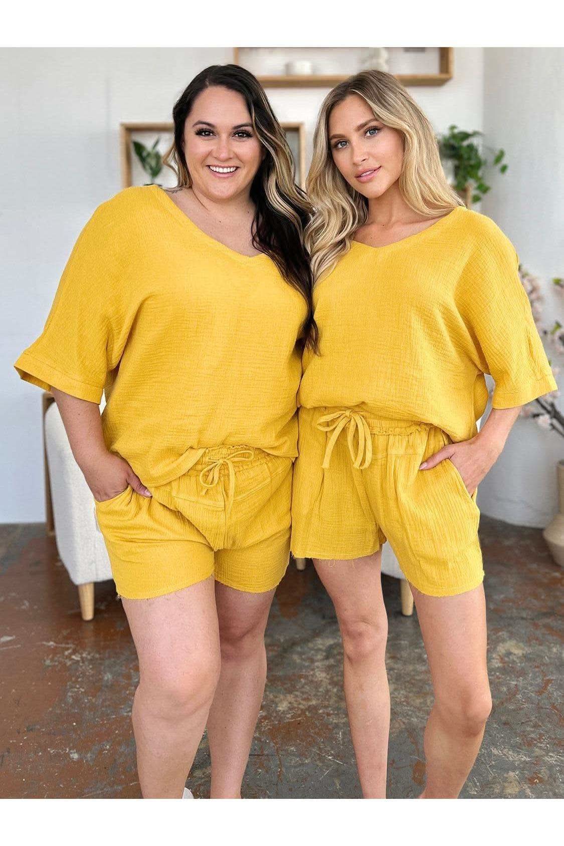 Double Take Texture Half Sleeve T-Shirt and Drawstring Shorts Set - SwagglyLife Home & Fashion Double Take Texture Half Sleeve T-Shirt and Drawstring Shorts Set - SwagglyLife Home & Fashion