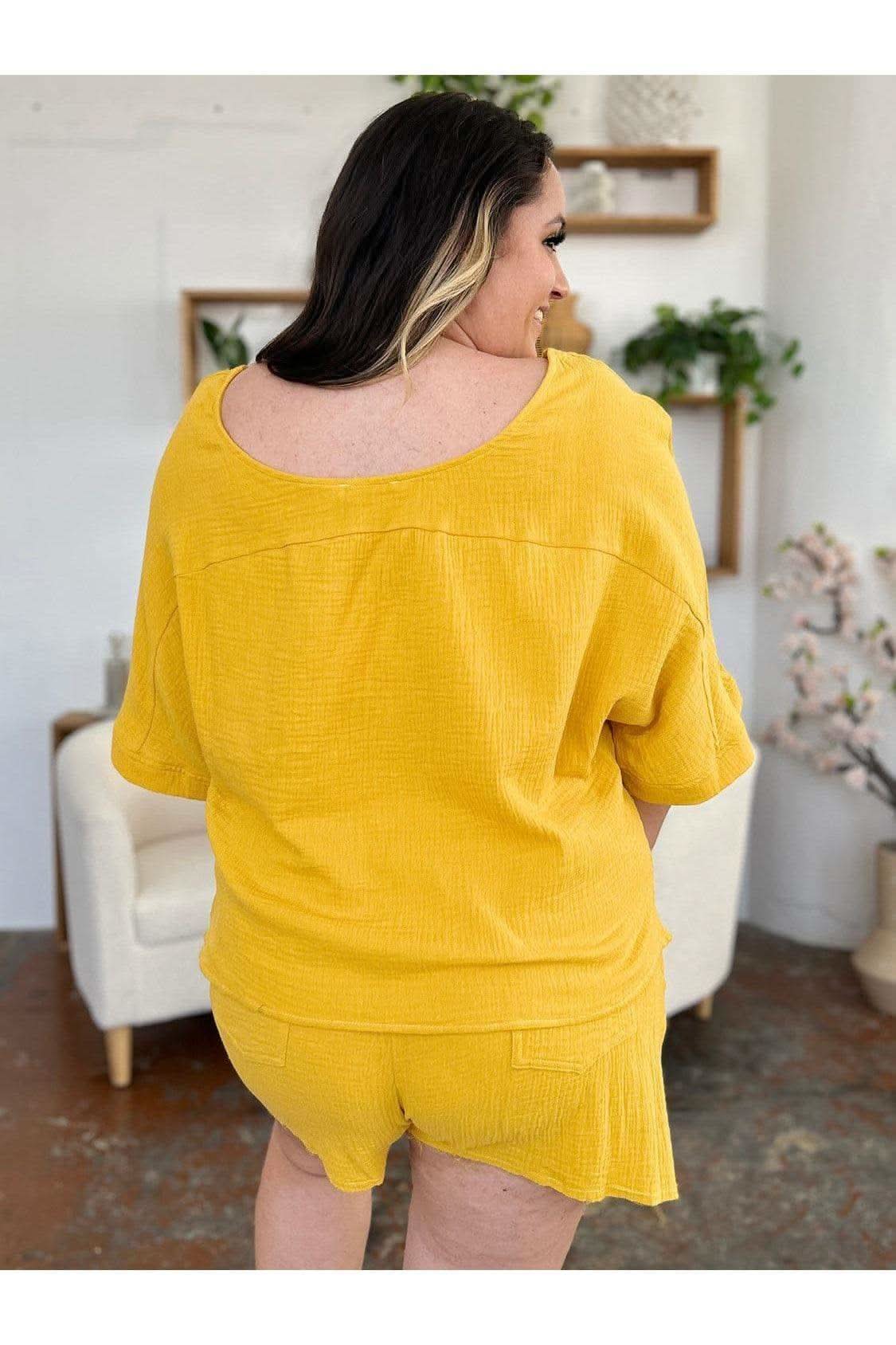 Double Take Texture Half Sleeve T-Shirt and Drawstring Shorts Set - SwagglyLife Home & Fashion Double Take Texture Half Sleeve T-Shirt and Drawstring Shorts Set - SwagglyLife Home & Fashion