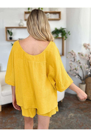 Double Take Texture Half Sleeve T-Shirt and Drawstring Shorts Set - SwagglyLife Home & Fashion Double Take Texture Half Sleeve T-Shirt and Drawstring Shorts Set - SwagglyLife Home & Fashion