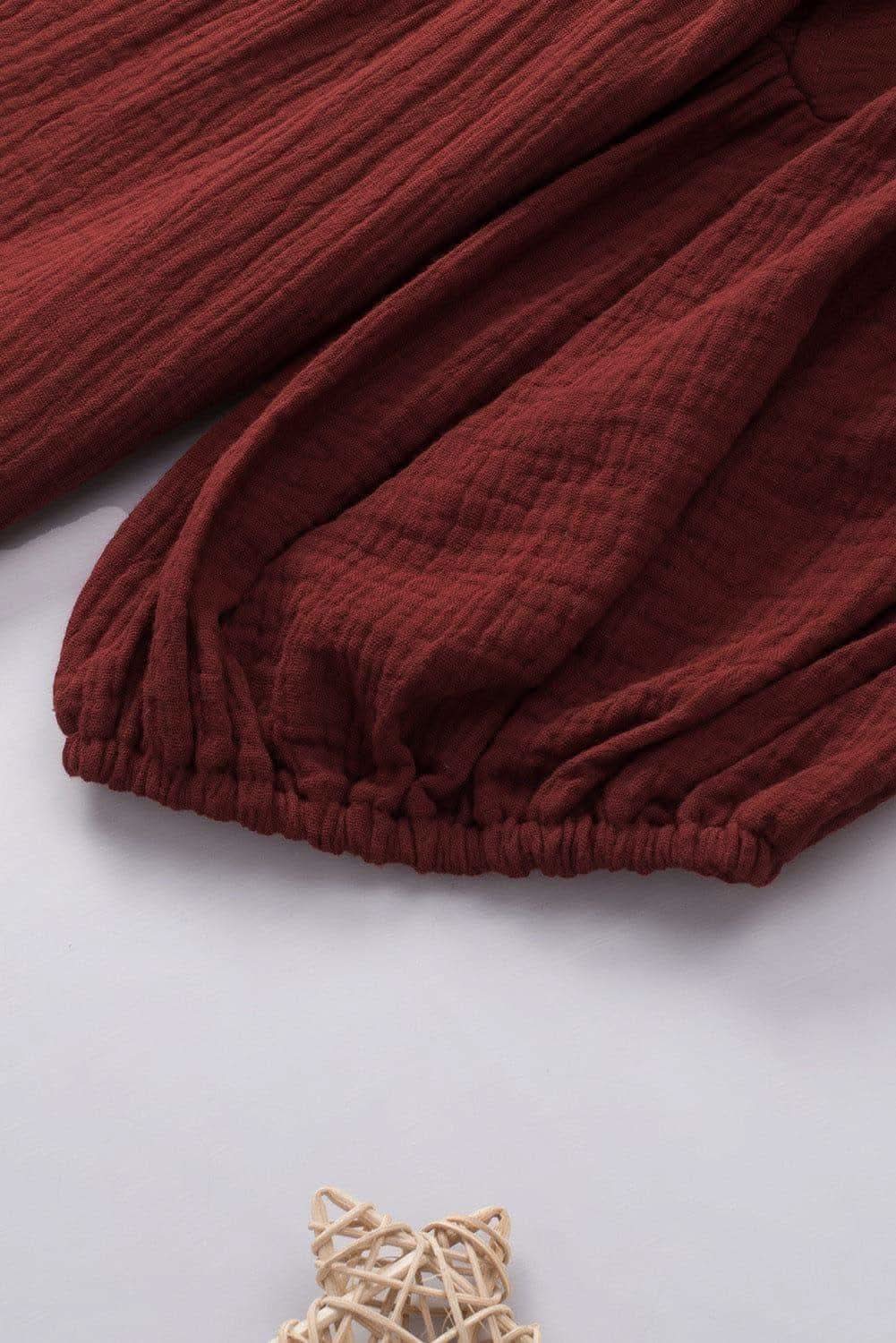 Dropped Shoulder V-Neck Blouse, 7 Colors - SwagglyLife Home & Fashion