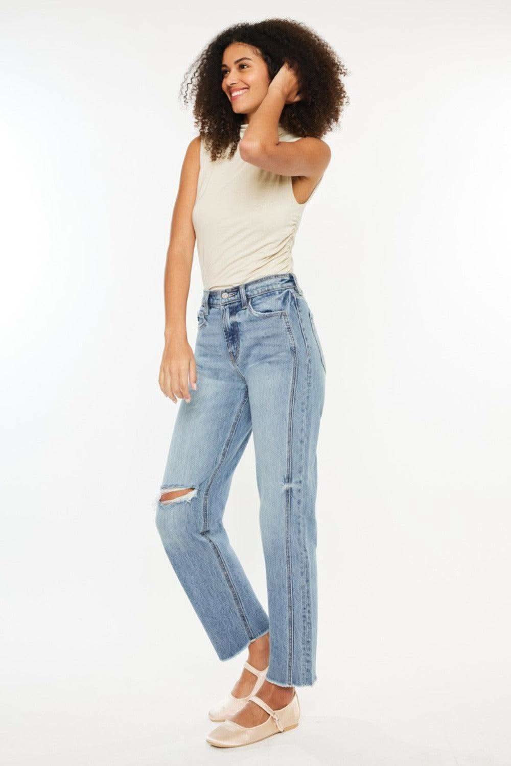 Kancan Ultra High Rise Distressed Straight Jeans in - photo