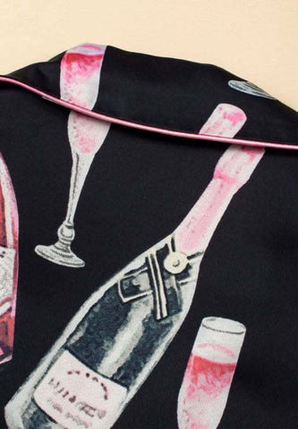 Champagne Print Short Sleeve Top and Shorts Sleepwear Set - SwagglyLife Home & Fashion Champagne Print Short Sleeve Top and Shorts Sleepwear Set - SwagglyLife Home & Fashion