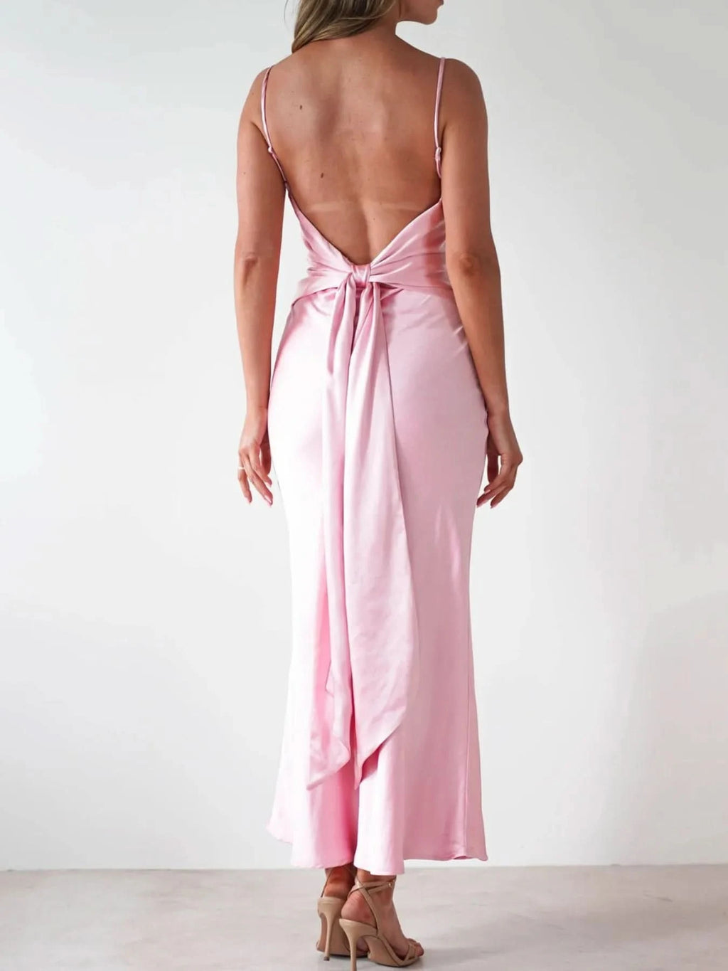 Satin Backless Cami Dress in - photo