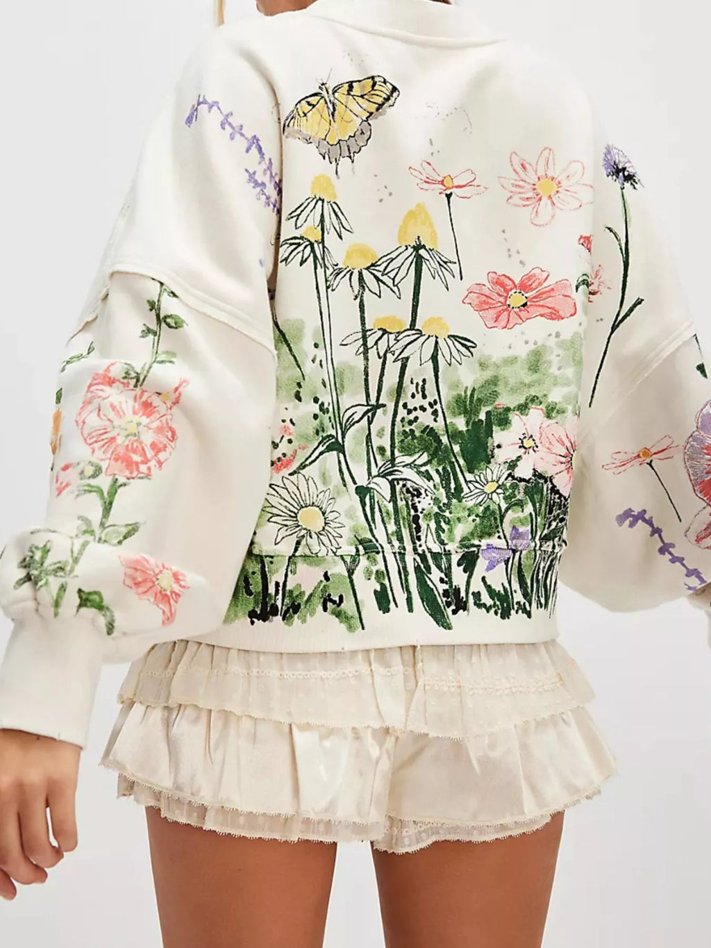 Printed Round Neck Dropped Shoulder Sweatshirt in - photo