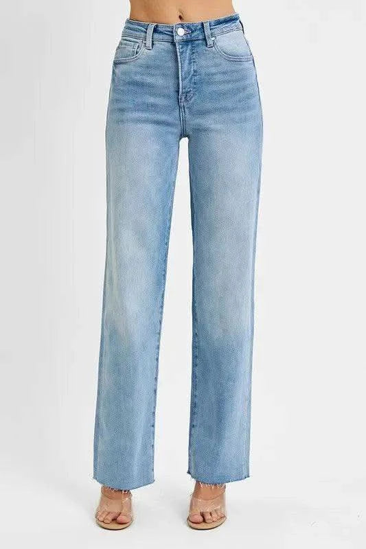 RISEN Tummy Control Rise Straight Jeans in - photo