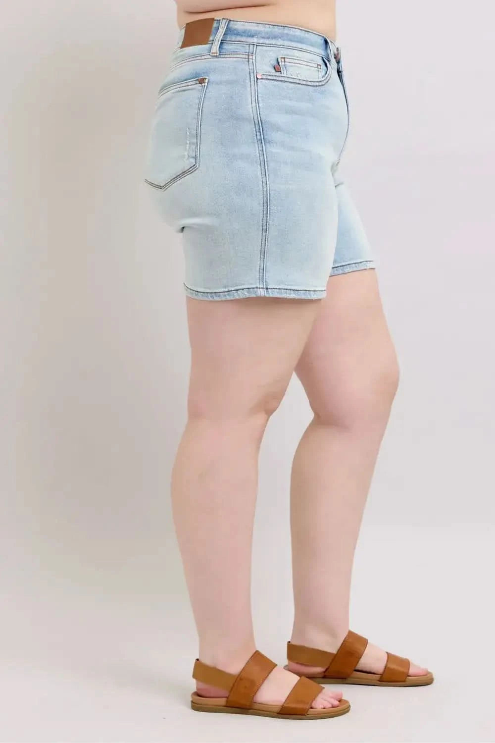 Judy Blue Full Size 2 Button Denim Shorts with Pockets Plus Size in - photo