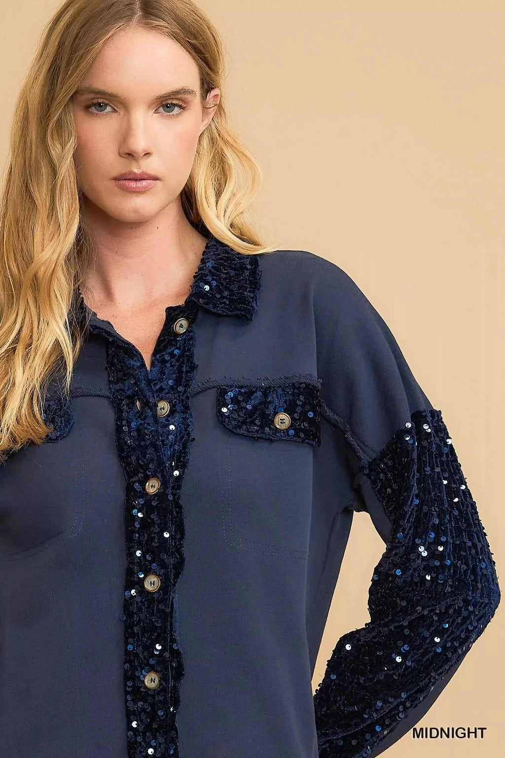 Umgee Sequined French Terry Jacket in - photo
