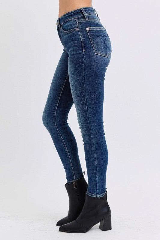 Judy Blue Full Size Run Mid-Rise Waist Skinny Jeans with Thermal Lining in - Jeans photo