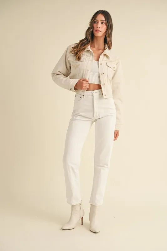 MABLE Embroidered Quilted Cropped Jacket in - photo