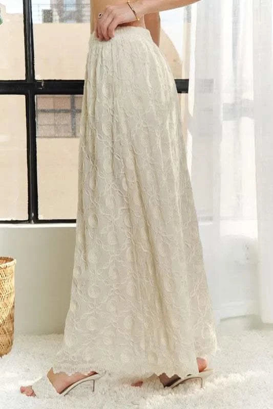 ADORA Elastic Waist Applique Maxi Skirt - SwagglyLife Home & Fashion