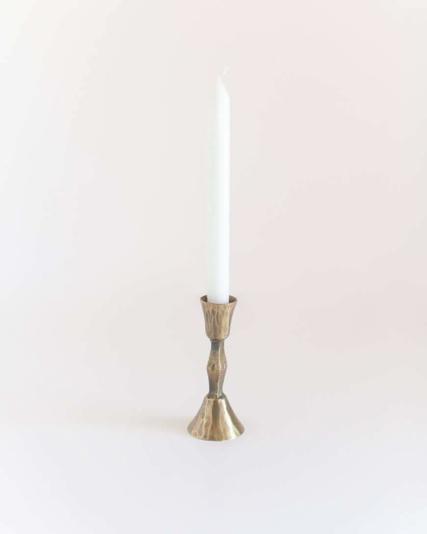 Low Diamond Hand-Forged Iron Candle Stand in Brass Finish - Candle Holder photo
