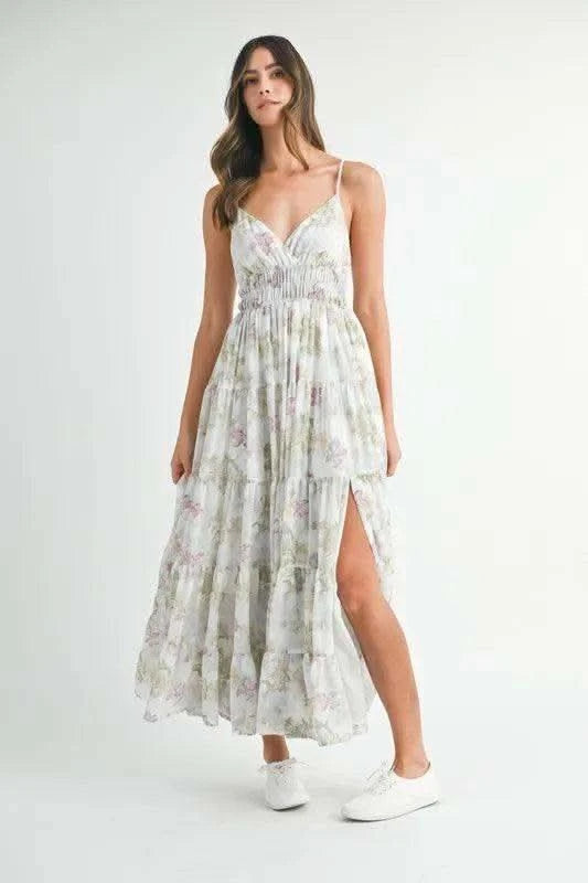 MABLE Floral Print Tiered Cami Maxi Dress in - Dresses photo